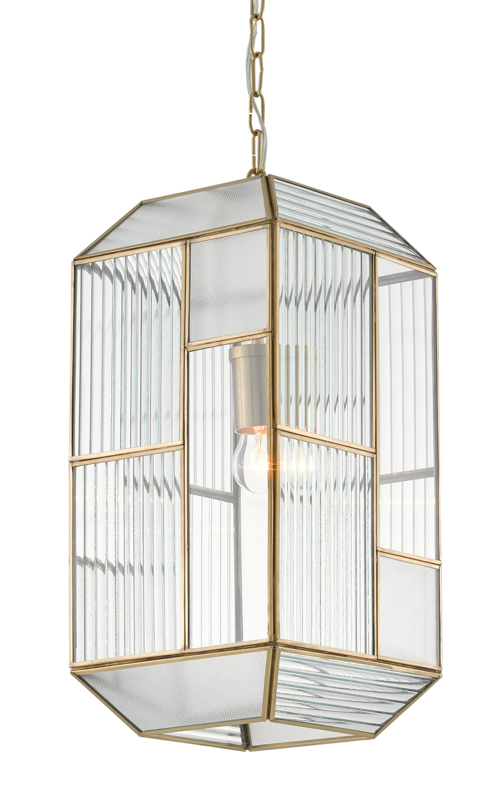 Bardolph Pendant Light - Antique Brass & Architectural Glass Design Inspired by Frank Lloyd Wright