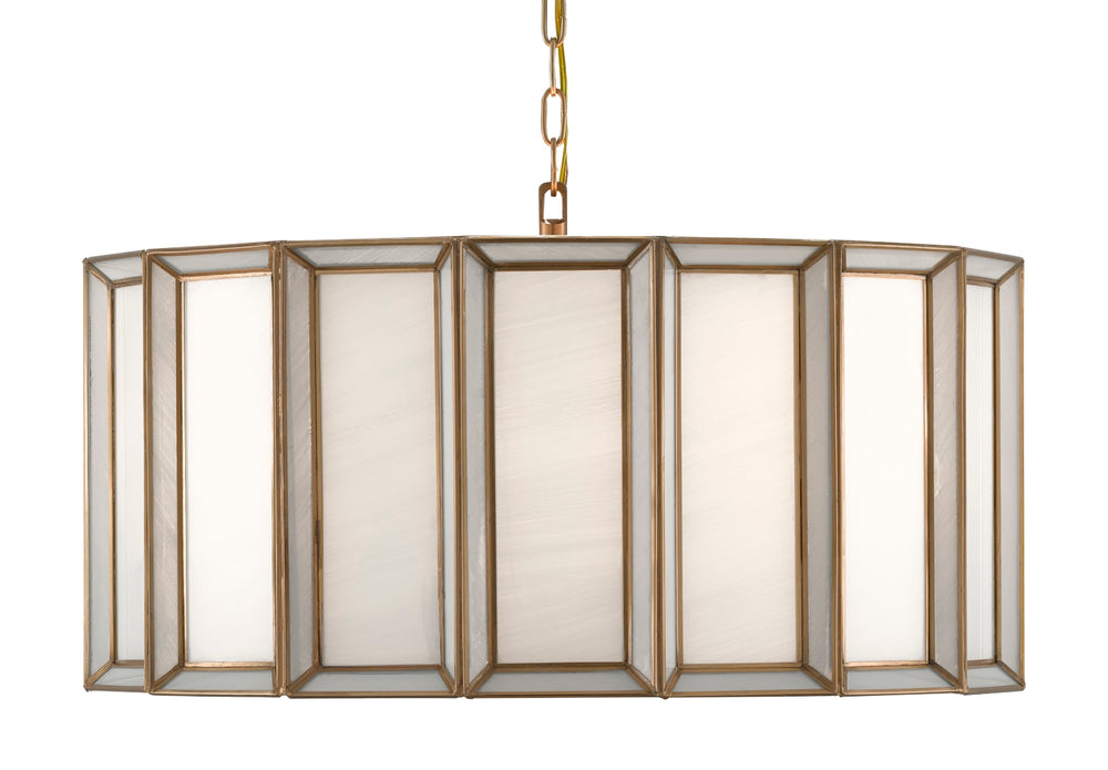 Daze Large Pendant Light - Antique Brass & White Milk Glass, Adjustable Height, Elegant Illumination