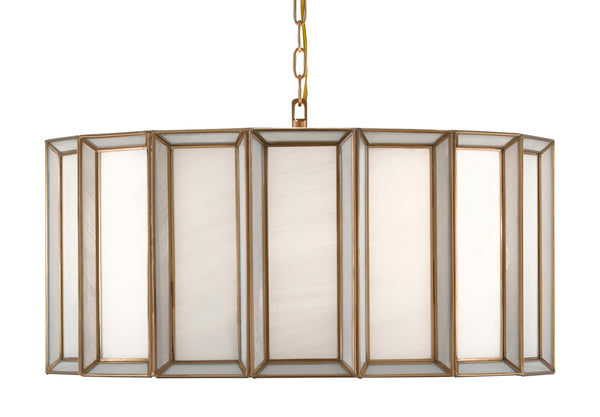 Daze Large Pendant Light - Antique Brass & White Milk Glass, Adjustable Height, Elegant Illumination