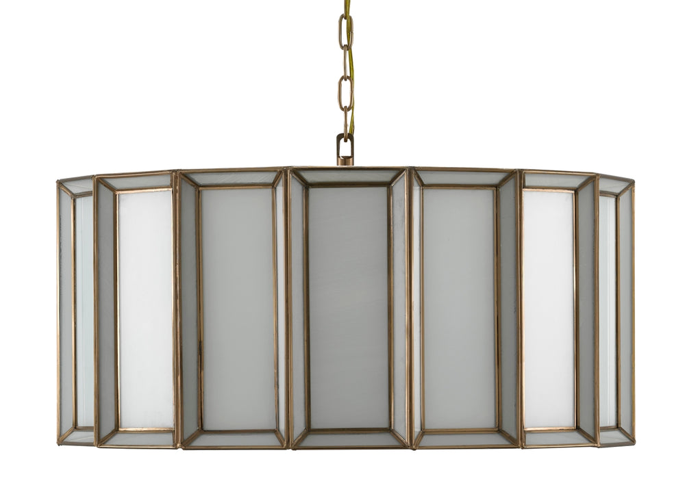 Daze Large Pendant Light - Antique Brass & White Milk Glass, Adjustable Height, Elegant Illumination