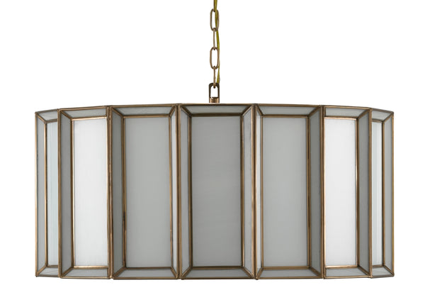 Daze Large Pendant Light - Antique Brass & White Milk Glass, Adjustable Height, Elegant Illumination