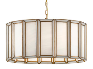 Daze Large Pendant Light - Antique Brass & White Milk Glass, Adjustable Height, Elegant Illumination