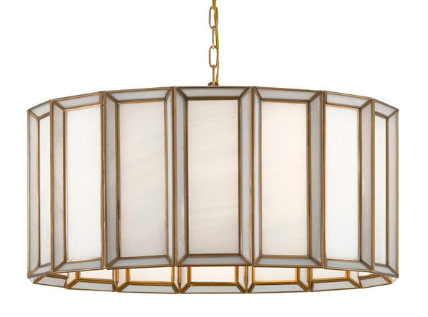 Daze Large Pendant Light - Antique Brass & White Milk Glass, Adjustable Height, Elegant Illumination