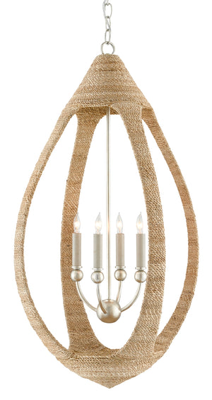 Menorca Chandelier - Artisan Crafted Abaca Rope Design with Silver Leaf Finish for Modern Spaces