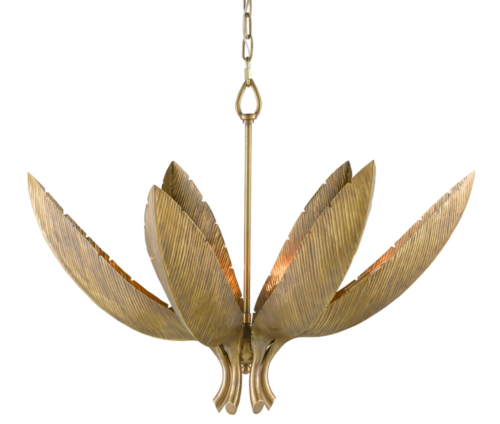 Bird of Paradise Chandelier – Elegant Nature-Inspired Antique Brass Fixture with Adjustable Height