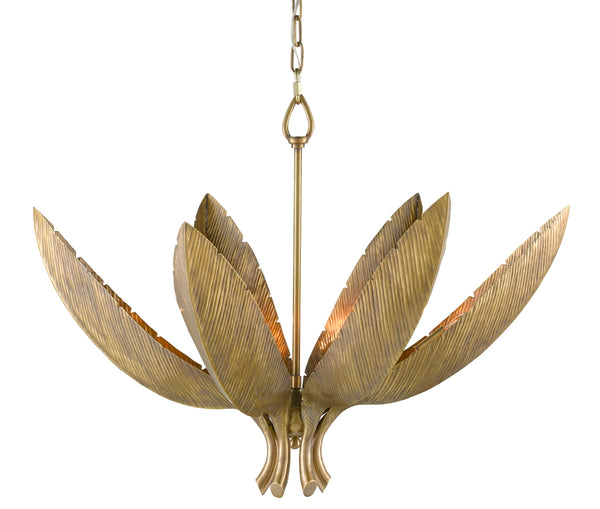 Bird of Paradise Chandelier – Elegant Nature-Inspired Antique Brass Fixture with Adjustable Height