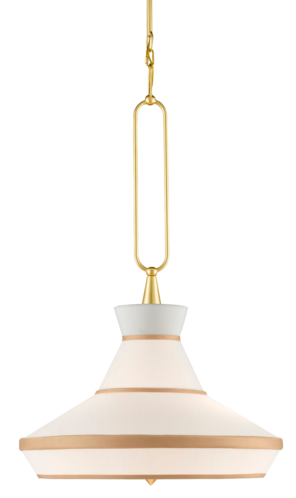 Perth Pendant Light Fixture - Elegant Gold Leaf & Off-White Drum Shade with Adjustable Height Options