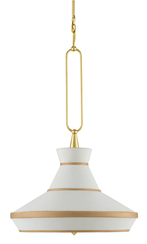Perth Pendant Light Fixture - Elegant Gold Leaf & Off-White Drum Shade with Adjustable Height Options