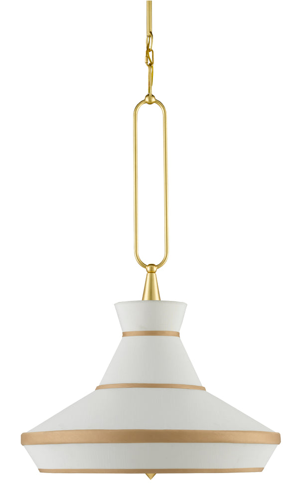 Perth Pendant Light Fixture - Elegant Gold Leaf & Off-White Drum Shade with Adjustable Height Options