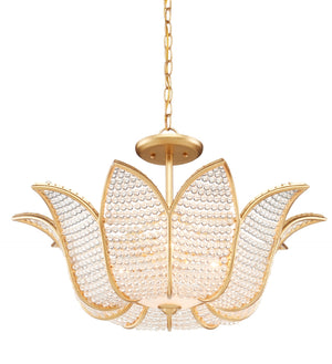 Bebe Chandelier by Bunny Williams - Elegant Gold Leaf Design with Clear Glass Beads for Stunning Illumination