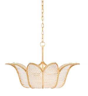 Bebe Chandelier by Bunny Williams - Elegant Gold Leaf Design with Clear Glass Beads for Stunning Illumination