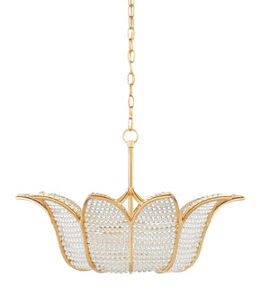 Bebe Chandelier by Bunny Williams - Elegant Gold Leaf Design with Clear Glass Beads for Stunning Illumination