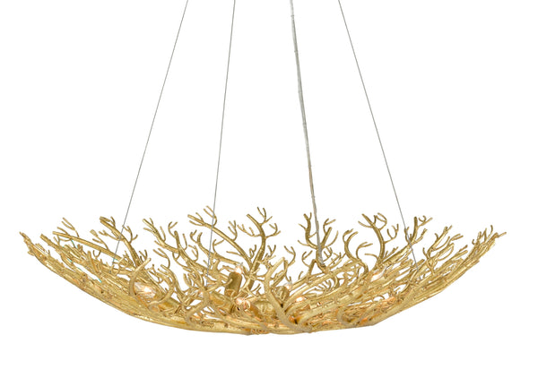 Sea Fan Bowl Chandelier by Aviva Stanoff - Elegant Gold Gilt Wrought Iron Design for Stunning Homes