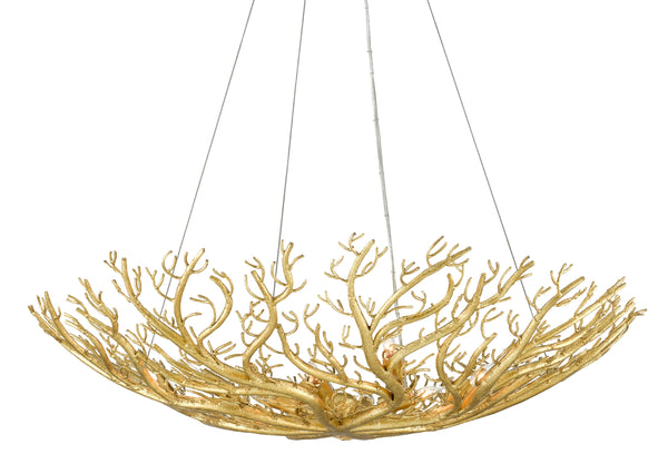 Sea Fan Bowl Chandelier by Aviva Stanoff - Elegant Gold Gilt Wrought Iron Design for Stunning Homes