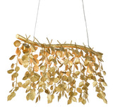 Golden Eucalyptus Rectangular Chandelier