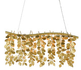 Golden Eucalyptus Rectangular Chandelier