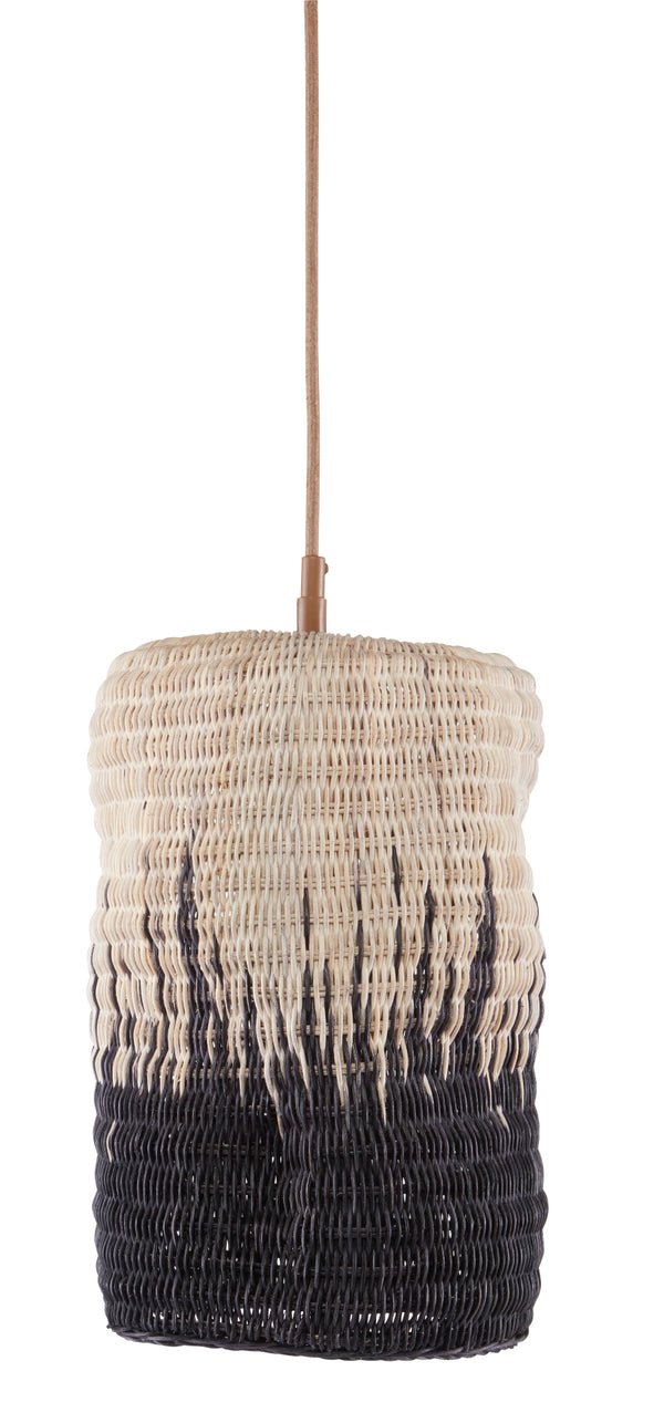 Comme Des Paniers Cylinder Pendant Light - Elegant Two-Tone Wicker Design with Adjustable Height