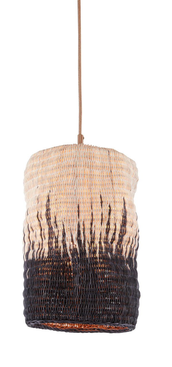 Comme Des Paniers Cylinder Pendant Light - Elegant Two-Tone Wicker Design with Adjustable Height