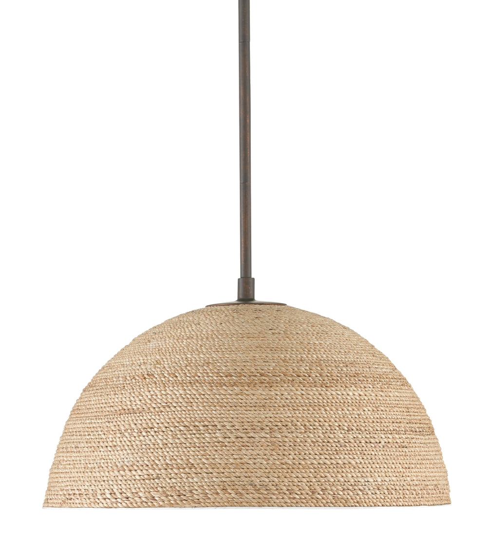 Tobago Pendant Light - Modern Coastal Design with Bronze Gold Finish & Artisan-Wrapped Abaca Rope