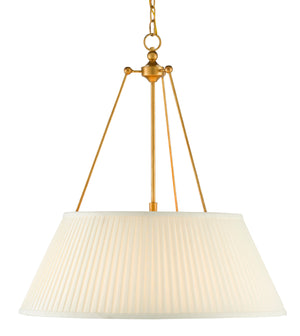 Lytham Pendant Light - Antique Gold Leaf Modern Fixture with Pleated Shade, Adjustable Height Design
