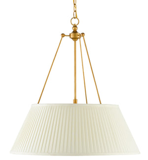 Lytham Pendant Light - Antique Gold Leaf Modern Fixture with Pleated Shade, Adjustable Height Design