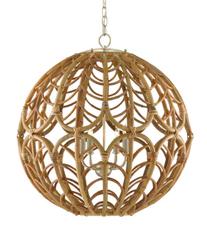 Cape Verde Orb Chandelier - Stunning Rattan Design with Silver Leaf Finish & Adjustable Height Options