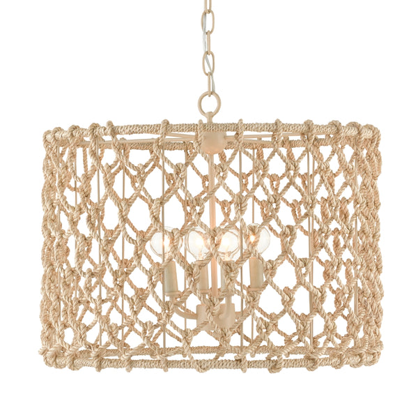 Chesapeake Drum Chandelier - Handcrafted Wrought Iron & Natural Abaca Rope, Nautical Elegance