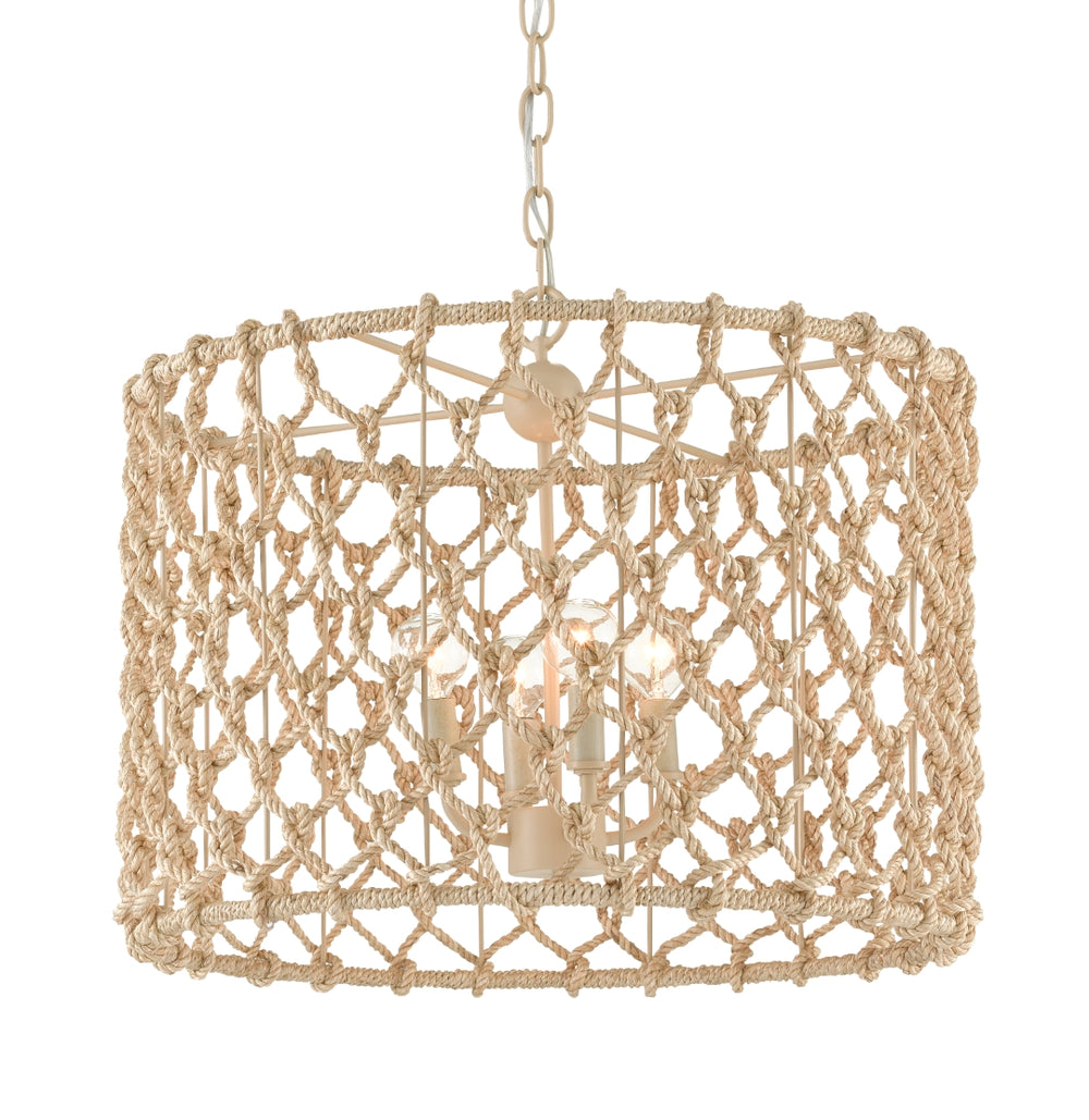 Chesapeake Drum Chandelier - Handcrafted Wrought Iron & Natural Abaca Rope, Nautical Elegance