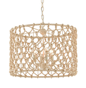 Chesapeake Drum Chandelier - Handcrafted Wrought Iron & Natural Abaca Rope, Nautical Elegance