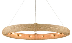 Portmeirion Large Nautical Chandelier with 12 Lights - Elegant Wrought Iron & Abaca Rope Design