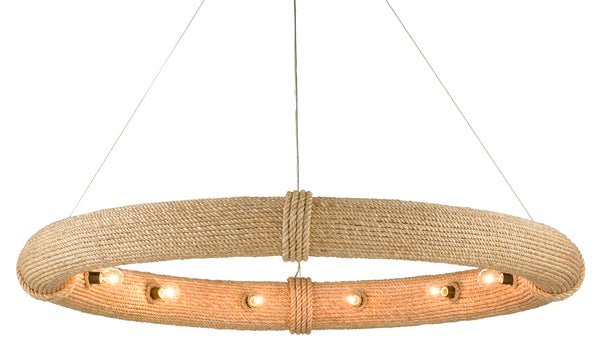 Portmeirion Large Nautical Chandelier with 12 Lights - Elegant Wrought Iron & Abaca Rope Design