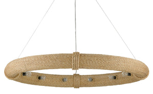 Portmeirion Large Nautical Chandelier with 12 Lights - Elegant Wrought Iron & Abaca Rope Design