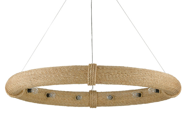 Portmeirion Large Nautical Chandelier with 12 Lights - Elegant Wrought Iron & Abaca Rope Design
