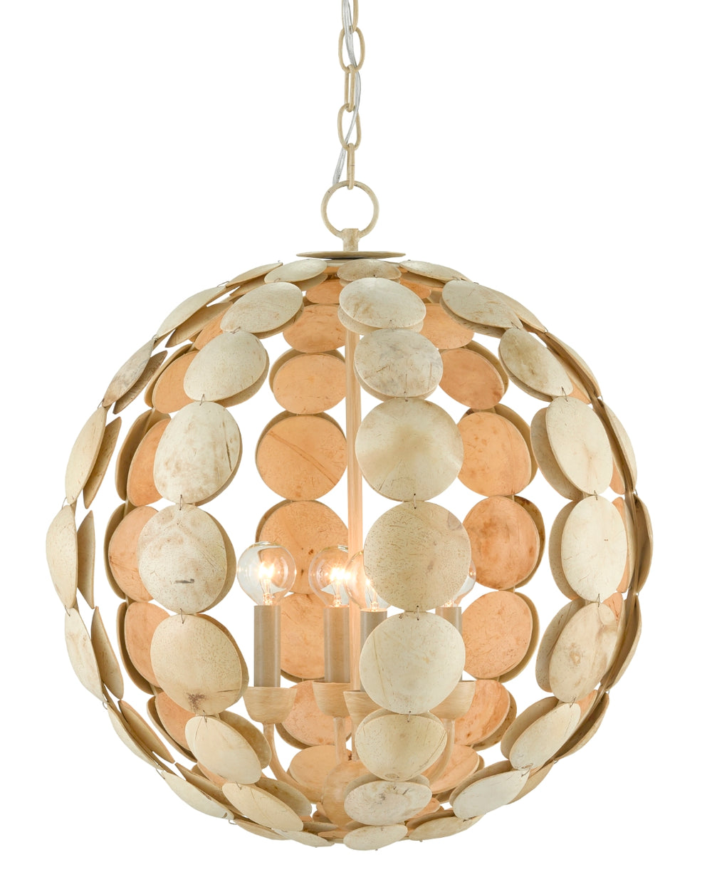 Tartufo Coco Shell Chandelier - Elegant Open Globe Design, Adjustable Height, Unique Natural Finish
