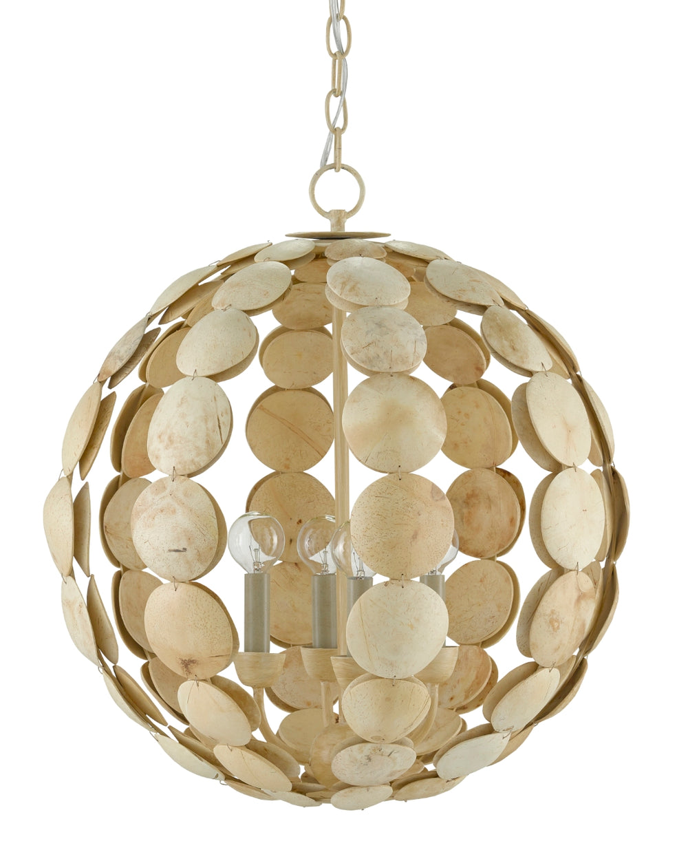 Tartufo Coco Shell Chandelier - Elegant Open Globe Design, Adjustable Height, Unique Natural Finish