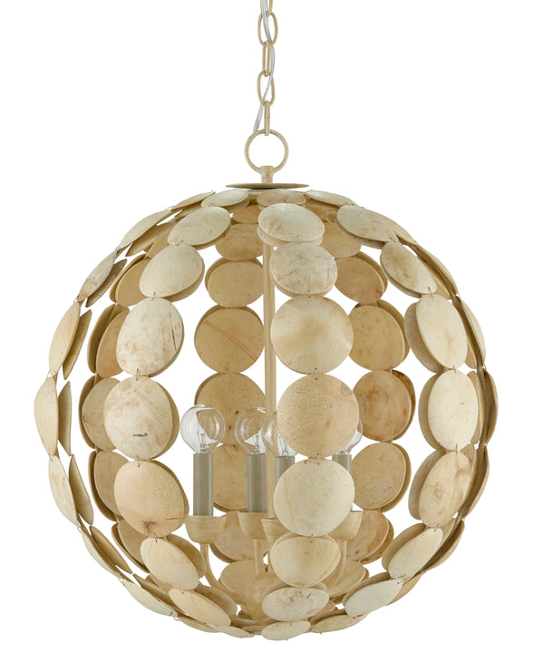 Tartufo Coco Shell Chandelier - Elegant Open Globe Design, Adjustable Height, Unique Natural Finish