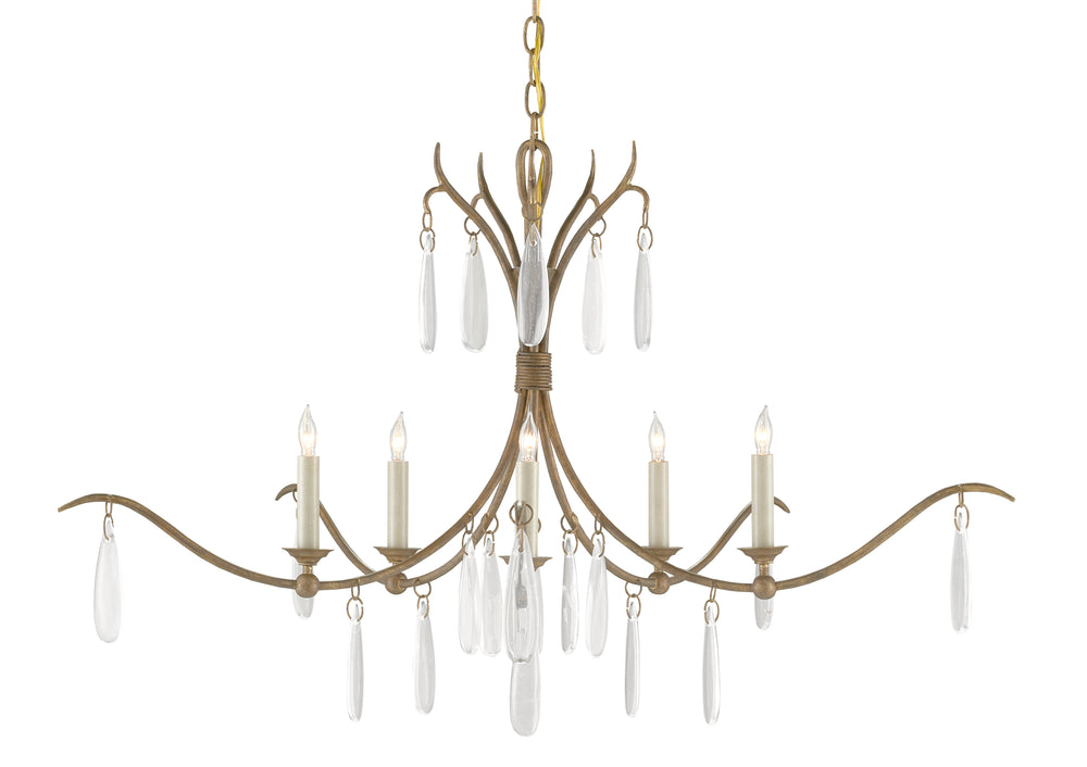 Marshallia Small Chandelier - Rustic Gold Wrought Iron with Faux Rock Crystal Elegance & Style