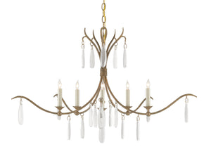 Marshallia Small Chandelier - Rustic Gold Wrought Iron with Faux Rock Crystal Elegance & Style