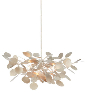 Lunaria Small Chandelier - Contemporary Silver Leaf Design with Adjustable Height for Elegant Spaces