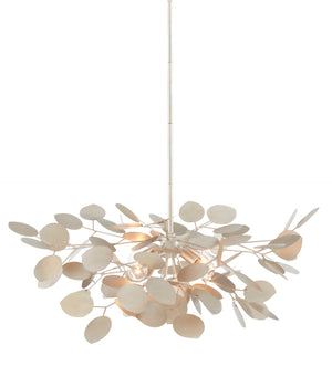 Lunaria Small Chandelier - Contemporary Silver Leaf Design with Adjustable Height for Elegant Spaces