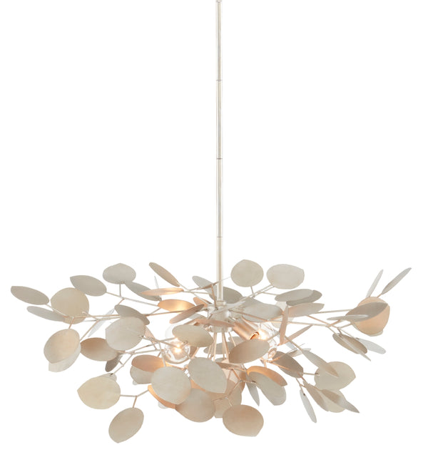 Lunaria Small Chandelier - Contemporary Silver Leaf Design with Adjustable Height for Elegant Spaces