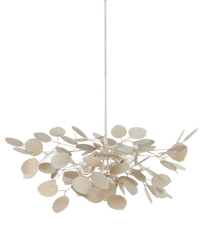 Lunaria Small Chandelier - Contemporary Silver Leaf Design with Adjustable Height for Elegant Spaces