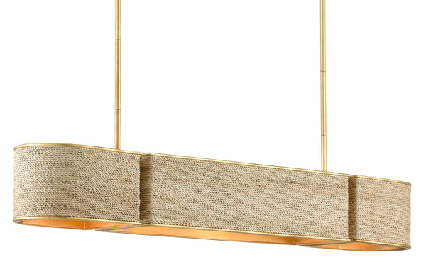 Tenby Oval Chandelier - Modern Elegance with Gilded Gold & Natural Rope for Stunning Interiors