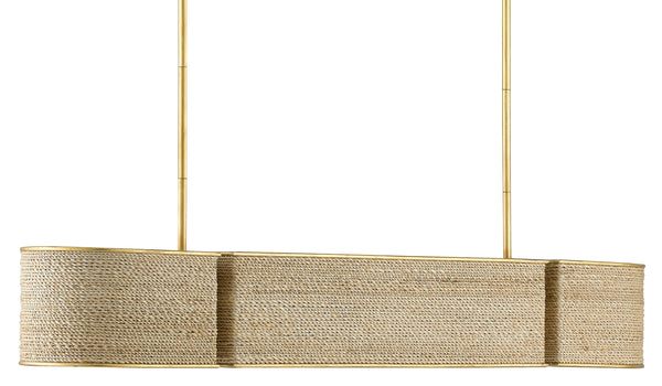 Tenby Oval Chandelier - Modern Elegance with Gilded Gold & Natural Rope for Stunning Interiors