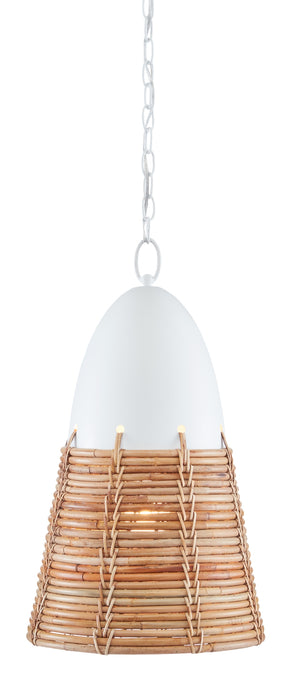 Arundo Pendant Light | Contemporary Gesso White Rattan & Wrought Iron Design for Elegant Spaces