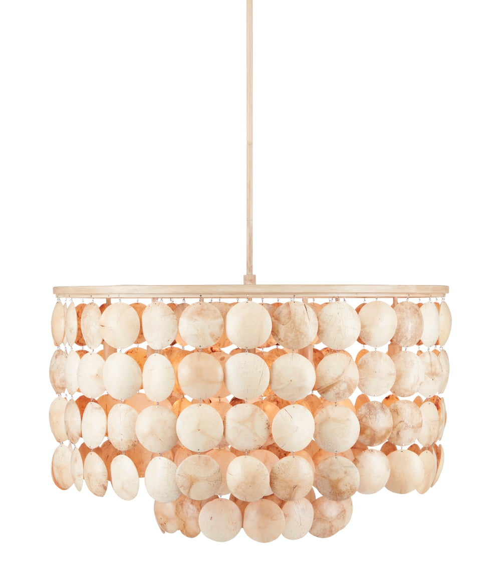 Buko Chandelier - Elegant Coco Cream Pendant Light with Adjustable Height and Natural Shell Design