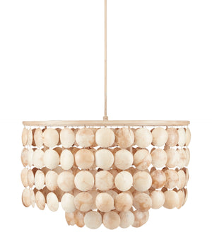 Buko Chandelier - Elegant Coco Cream Pendant Light with Adjustable Height and Natural Shell Design
