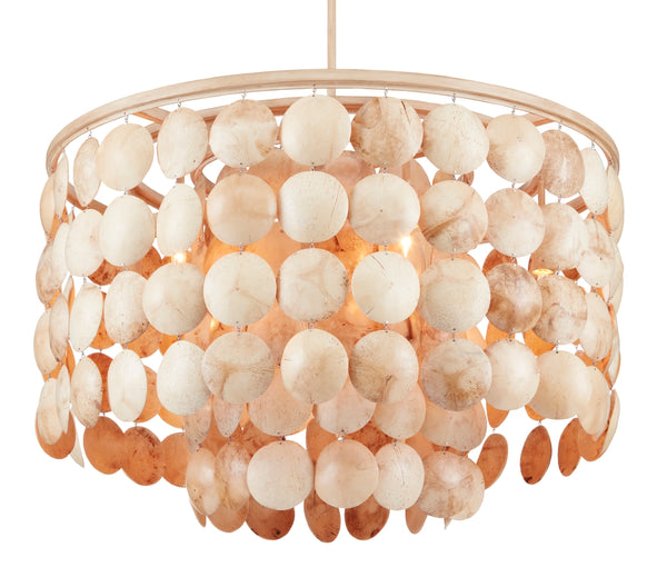 Buko Chandelier - Elegant Coco Cream Pendant Light with Adjustable Height and Natural Shell Design