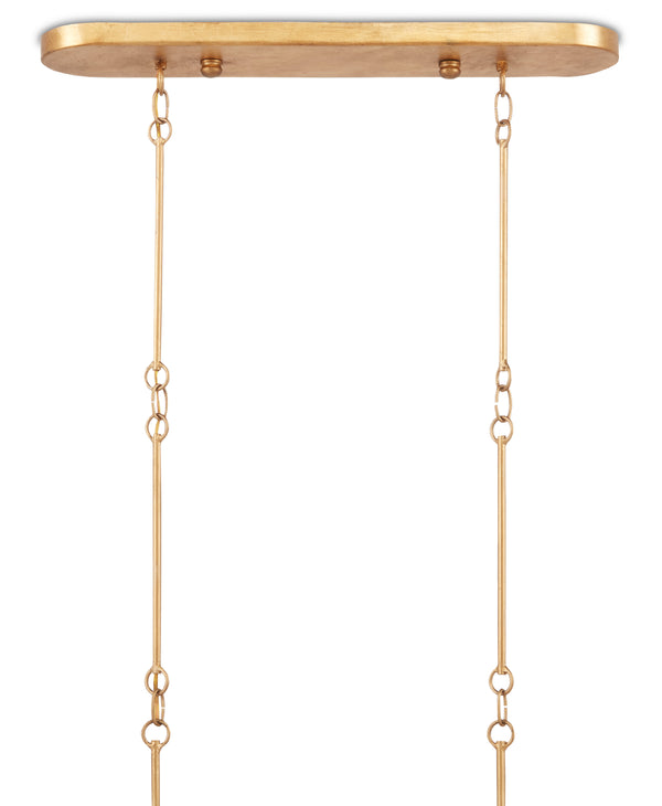 Grand Lotus Black Oval Chandelier - Elegant Wrought Iron Design with Gold Leaf Finish, 6 Lights