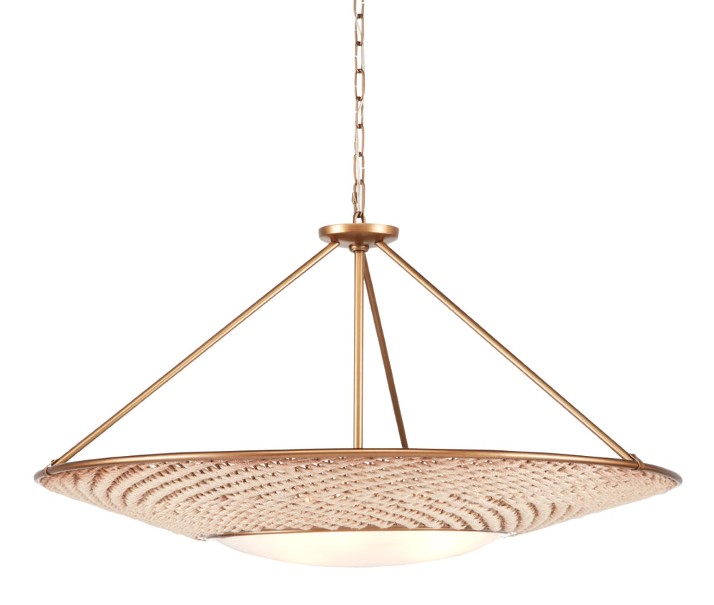 Monsoon Chandelier - Tropical Elegance with Antique Brass Finish and Jute Rope for Chic Interiors